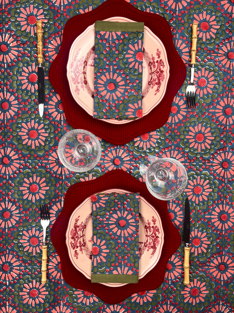 ‘The Kaleidoscope’ Napkin Set - Blue, Red, Pink, Moss
