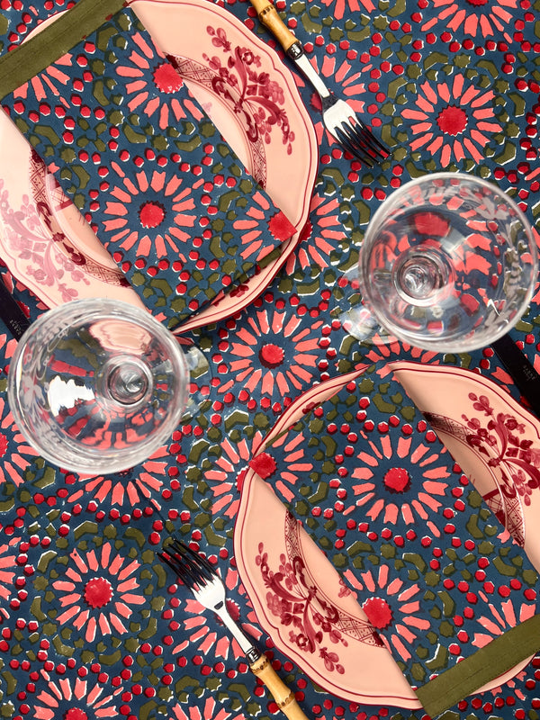 ‘The Kaleidoscope’ Napkin Set - Blue, Red, Pink, Moss