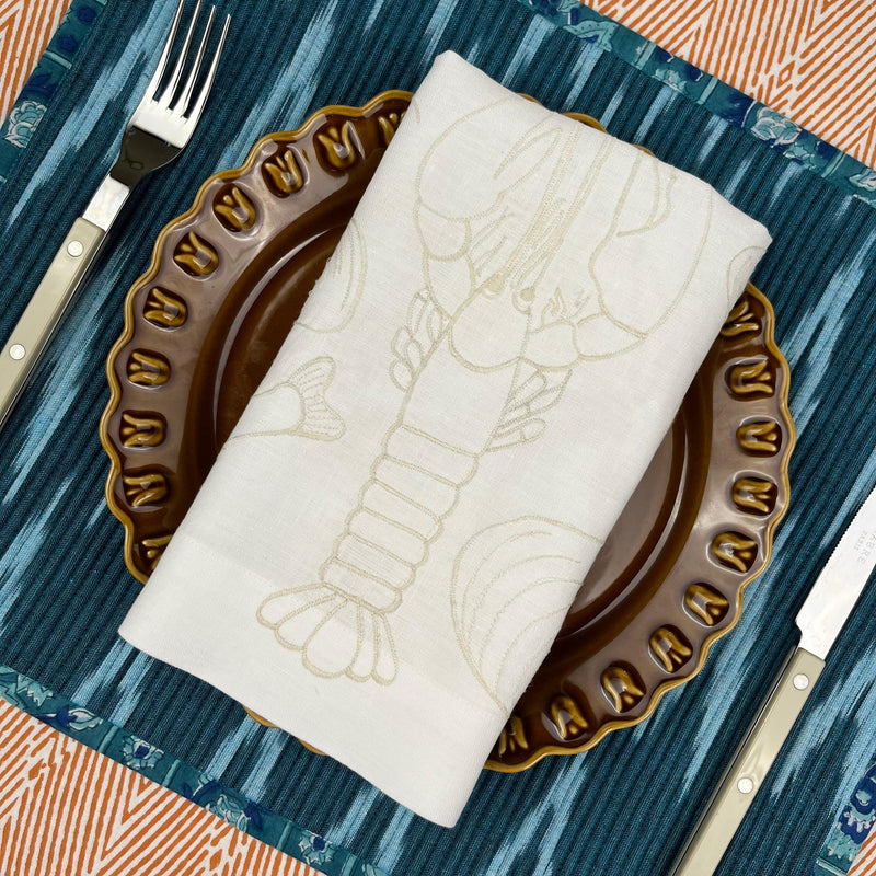 The Seafood Napkin’ - Embroidered in Ivory