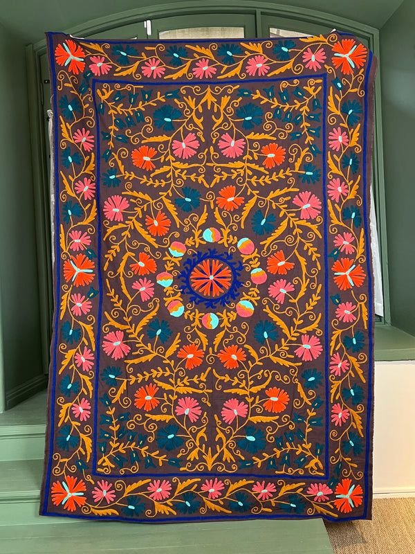 Suzani Cloth Cocoa & Multicoloured Embroidery
