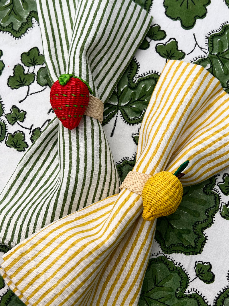 ’The Thin Swedish Stripe’ Napkins - White Base - 100% Linen