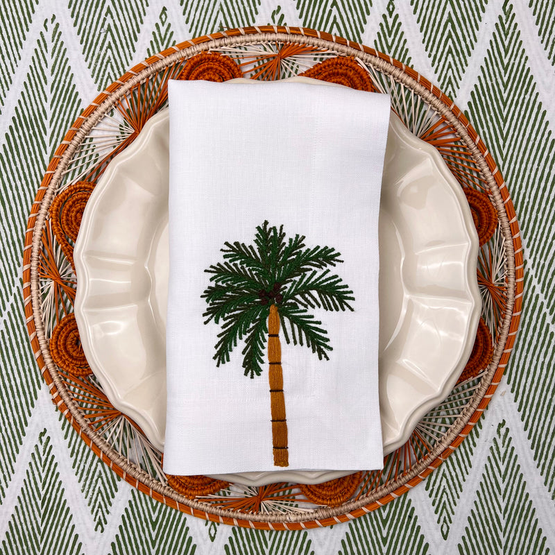 Curated Table Set: Orange Swirl & Palm Napkin