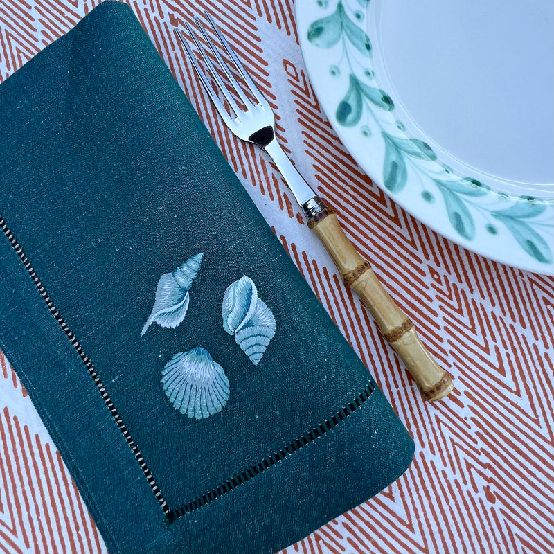’Three Little Shells’ Napkin - Kelp Green