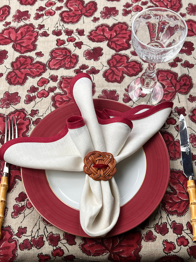 ’THE FIGUE LEAF’ TABLECLOTH (Red & Burgundy)