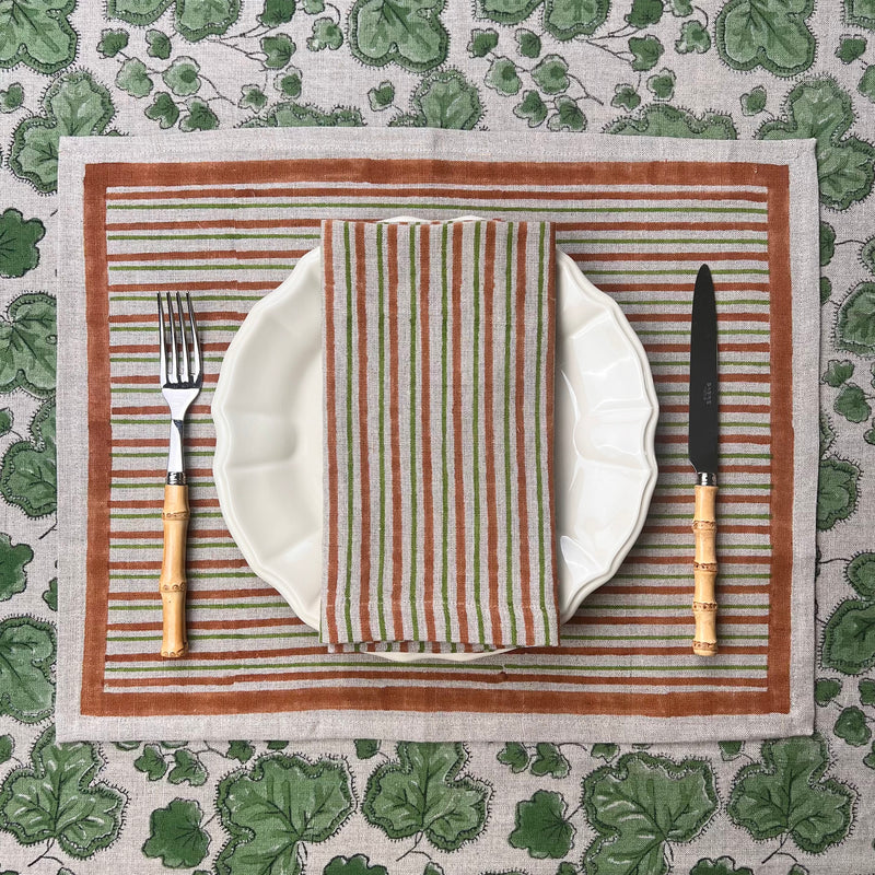 ’The Swedish Stripe’ Placemats (natural base) - 100% Linen