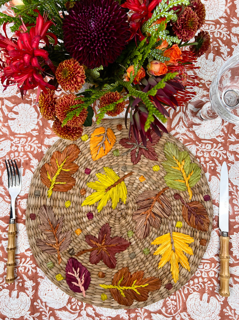 ‘The Raffia Placemat’ - Autumn Leaves Scattered