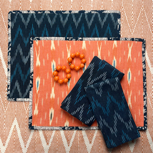 Curated Table Set: Navy & Coral