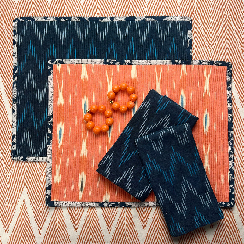 Curated Table Set: Navy & Coral