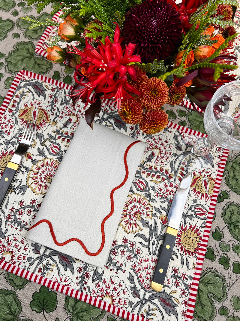 Gift Set: Ivory, Red & Grey & Squiggle Napkins