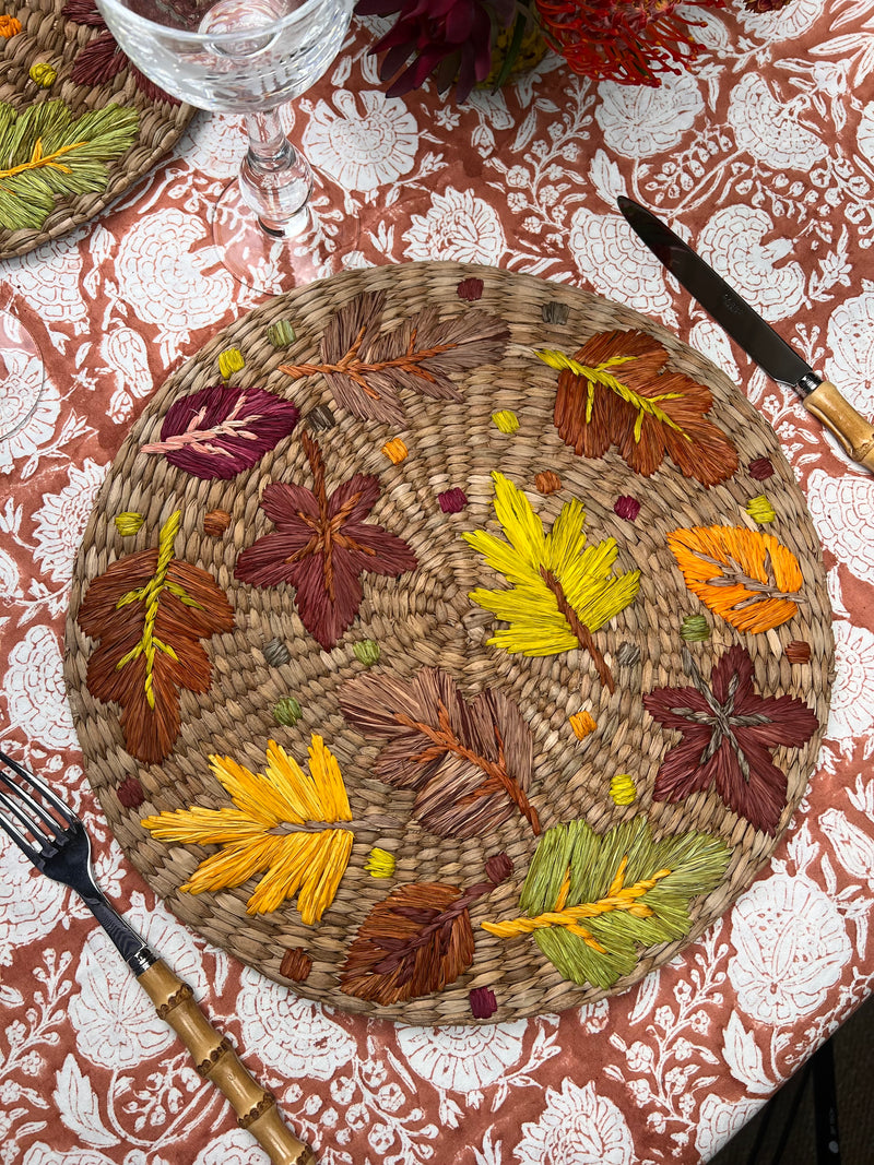 ‘The Raffia Placemat’ - Autumn Leaves Scattered