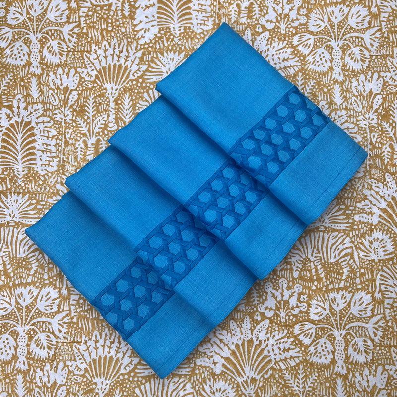 Gift Set: Set of 4 Rattan Weave Napkins in Turquoise