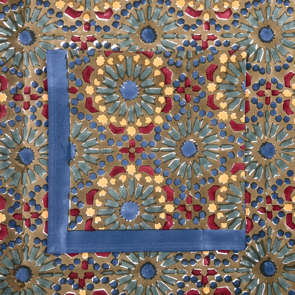 ‘The Kaleidoscope’ Napkin Set - Moss, Burgundy, Blue