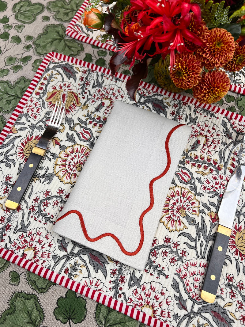 Gift Set: Ivory, Red & Grey & Squiggle Napkins