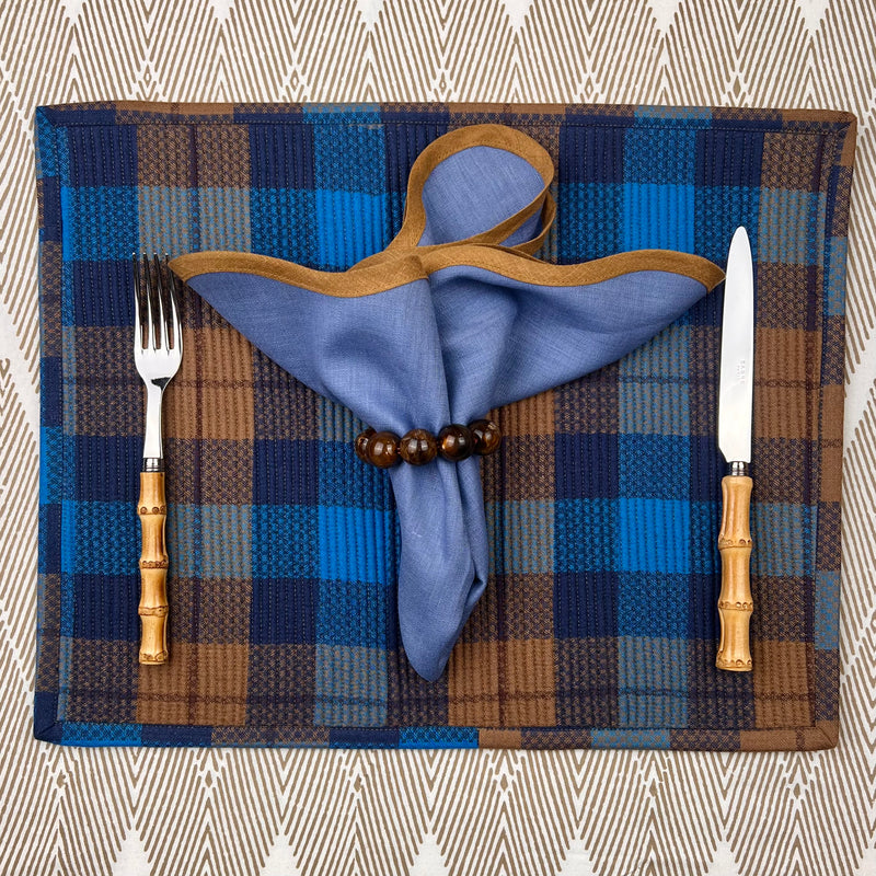Curated Table Set: Blue & Camel Plad