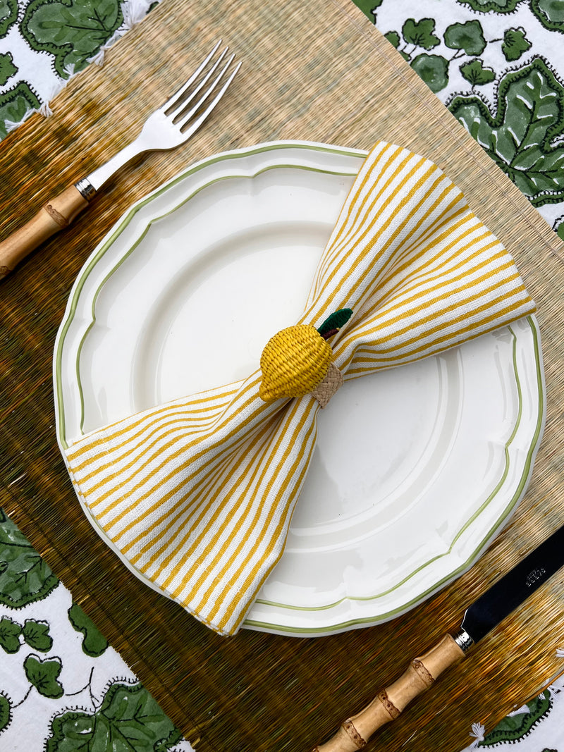 ’The Thin Swedish Stripe’ Napkins - White Base - 100% Linen