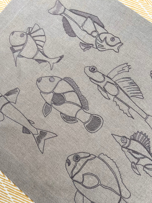 Fish Embroidery Napkin & Placemat (Natural)