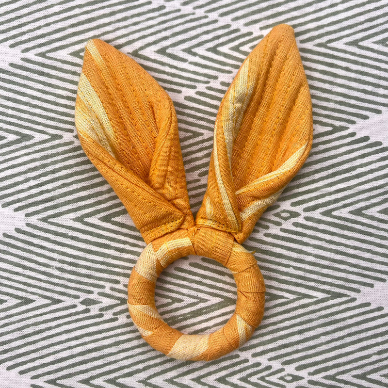 Ikat Easter Bunny Ears Napkinrings - Yellow