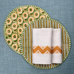 Gift Set: 2 Round Breakfast Placemats & 2 Zigzag Napkins in Mustard