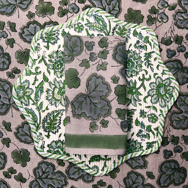 ’The Figue Leaf’ Napkins Set - Green & Blue- 100% Linen