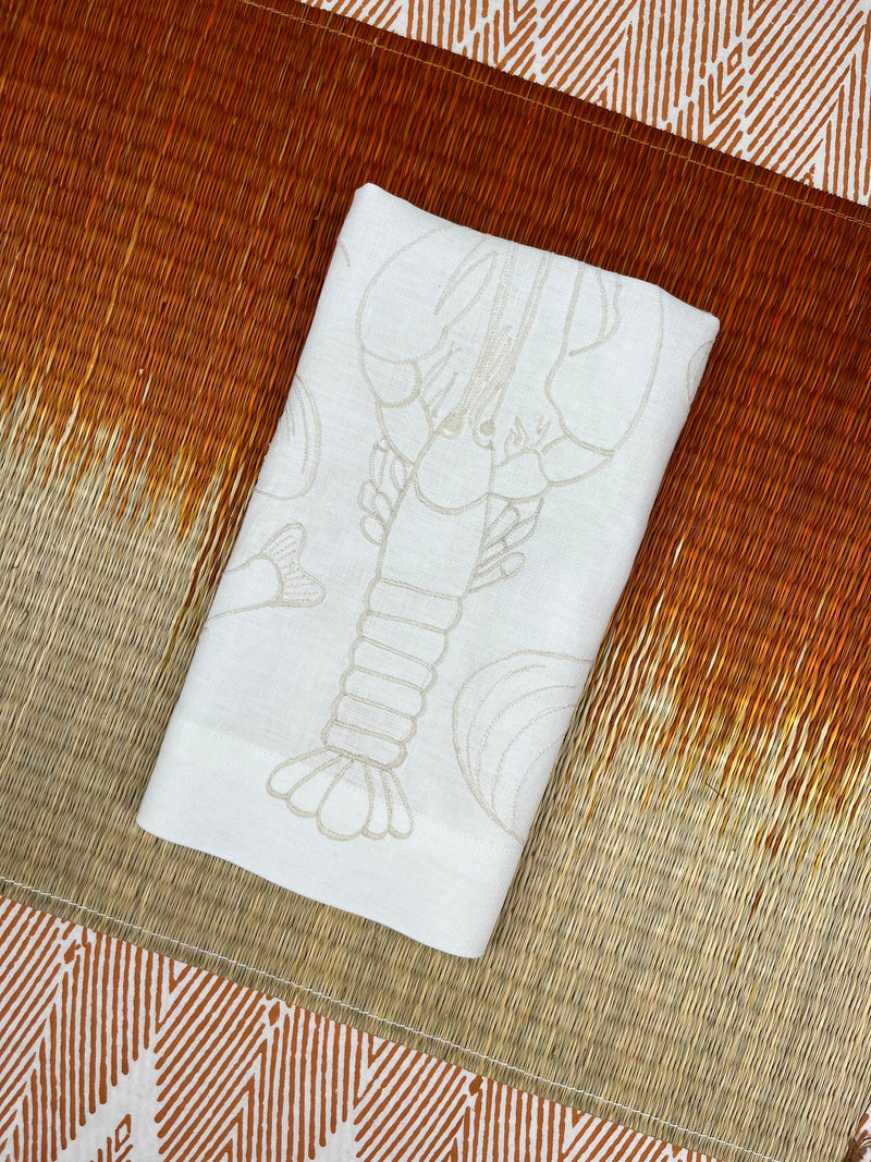 The Seafood Napkin’ - Embroidered in Ivory