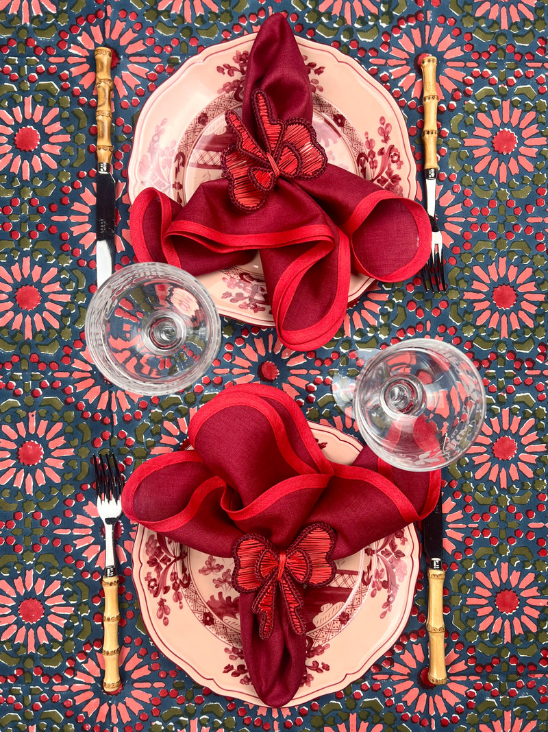 ‘The Kaleidoscope’ Tablecloth - Blue, Red, Pink, Moss
