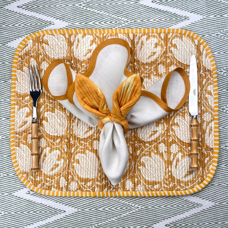 Ikat Easter Bunny Ears Napkinrings - Yellow