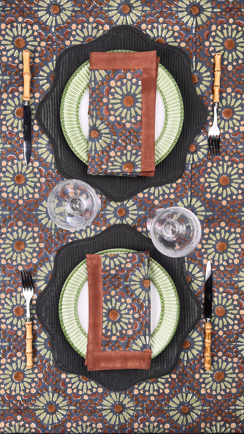 ‘The Kaleidoscope’ Napkin Set - Aubergine, Rust & Sage