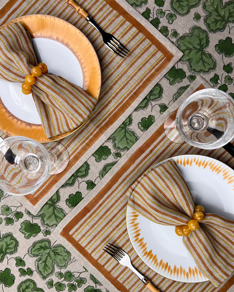 ’The Swedish Stripe’ Napkins - Natural Base - 100% Linen
