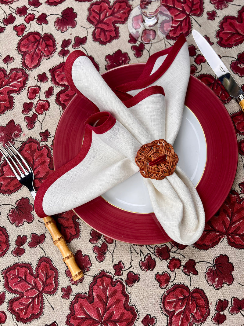 ’THE FIGUE LEAF’ TABLECLOTH (Red & Burgundy)