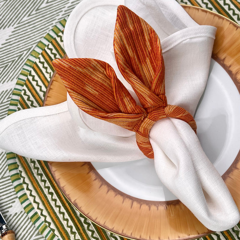 Ikat Easter Bunny Ears Napkinrings - Orange