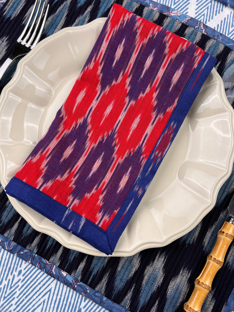 Reversible Napkin (Set of Four) Dark Blue/Red/Purple