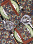 ‘The Kaleidoscope’ Tablecloth - Aubergine, Rust & Sage