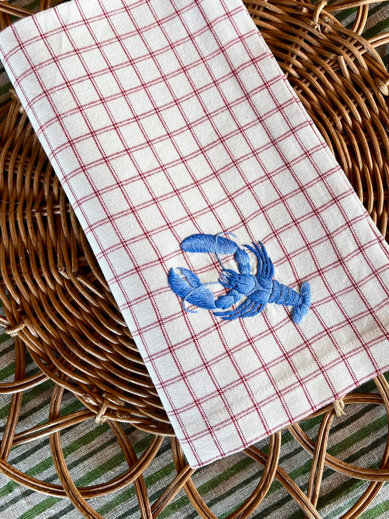 The ’Le Homard’ Napkin - Ecru & Red Chequer.