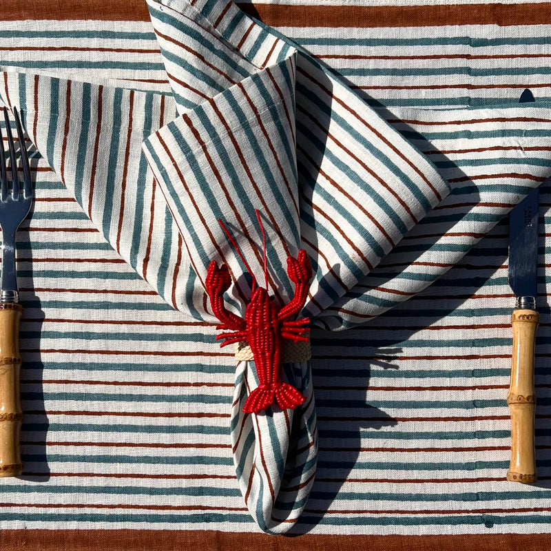 ’THE SWEDISH STRIPE’ Placemats (white base) - 100% Linen