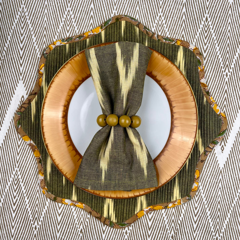 Reversible Napkin (Set of Four) Khaki/Caramel