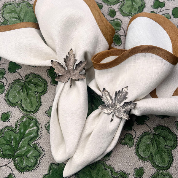 10 Vintage Pewter Maple Leaf Napkin Rings – Set