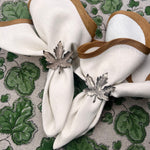 10 Vintage Pewter Maple Leaf Napkin Rings – Set