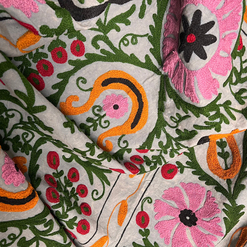 Suzani Cloth Distressed Grey & Multicoloured