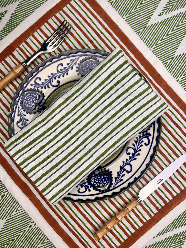 ’THE SWEDISH STRIPE’ Napkins (white base) - 100% Linen