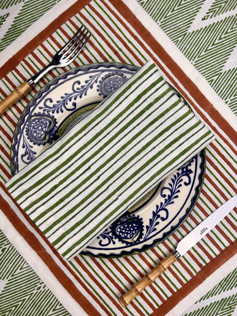 ’THE SWEDISH STRIPE’ Placemats (white base) - 100% Linen