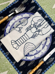 ’The Seafood Napkin’ - Embroidered in Navy Blue