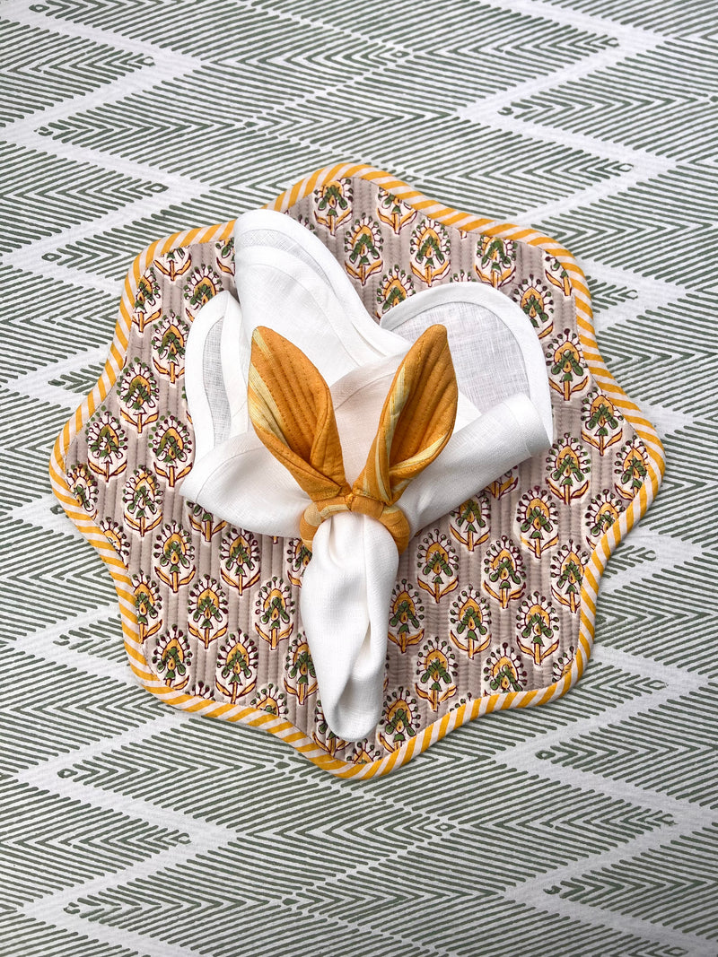 Ikat Easter Bunny Ears Napkinrings - Yellow