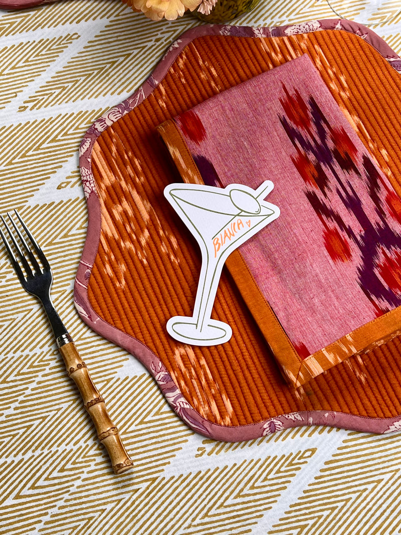 Luxury Place Cards - Martini Glass (White with Green)