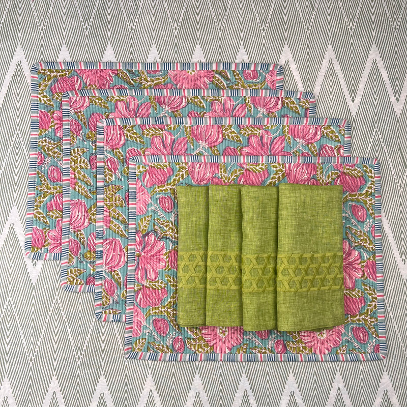 Gift Set: Pink & Lime Green Set for 4.