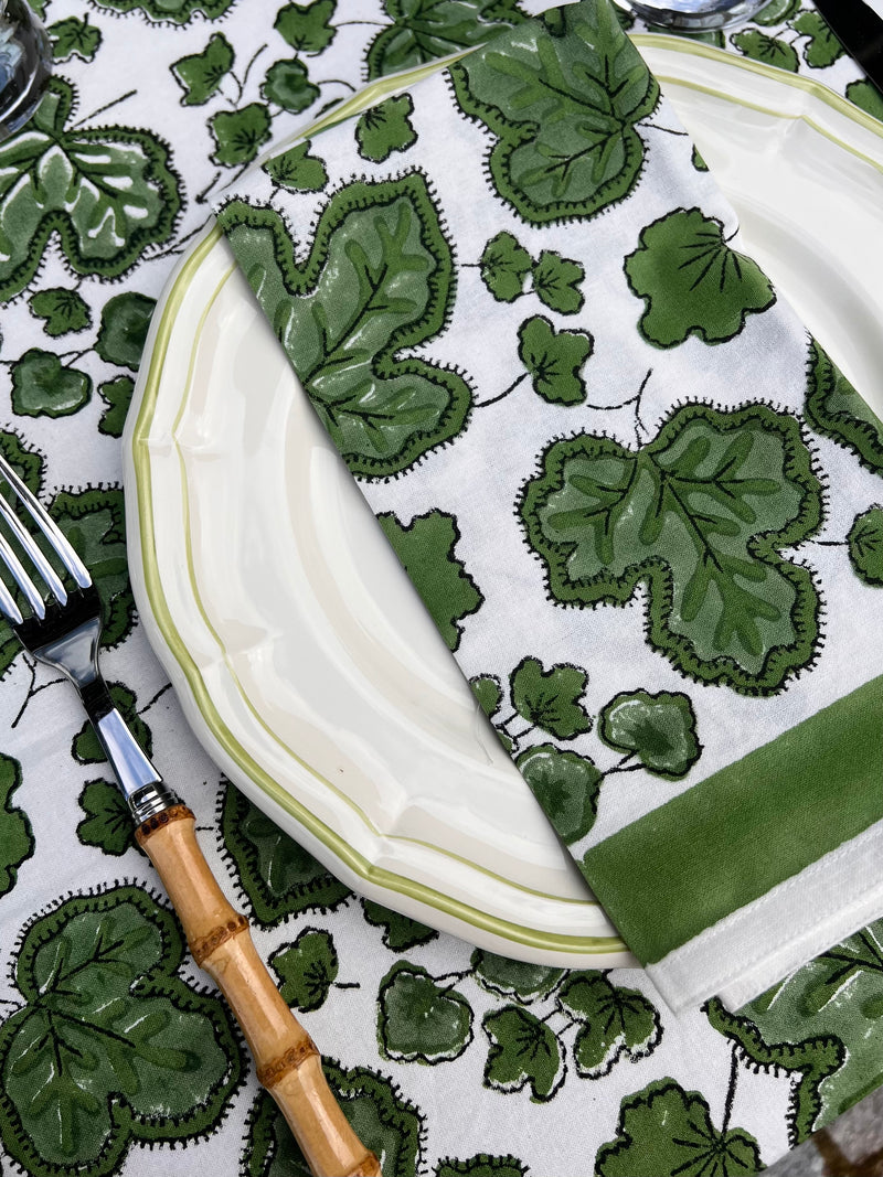 ’The Figue Leaf’ Napkins Set - Swedish Green - Cotton