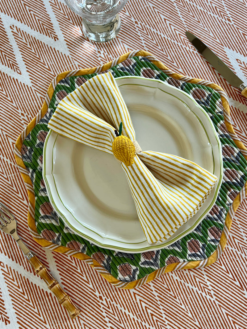 ’The Thin Swedish Stripe’ Napkins - White Base - 100% Linen