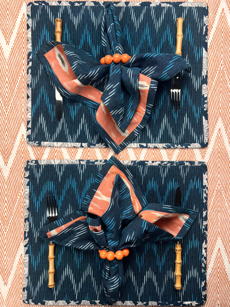Curated Table Set: Navy & Coral