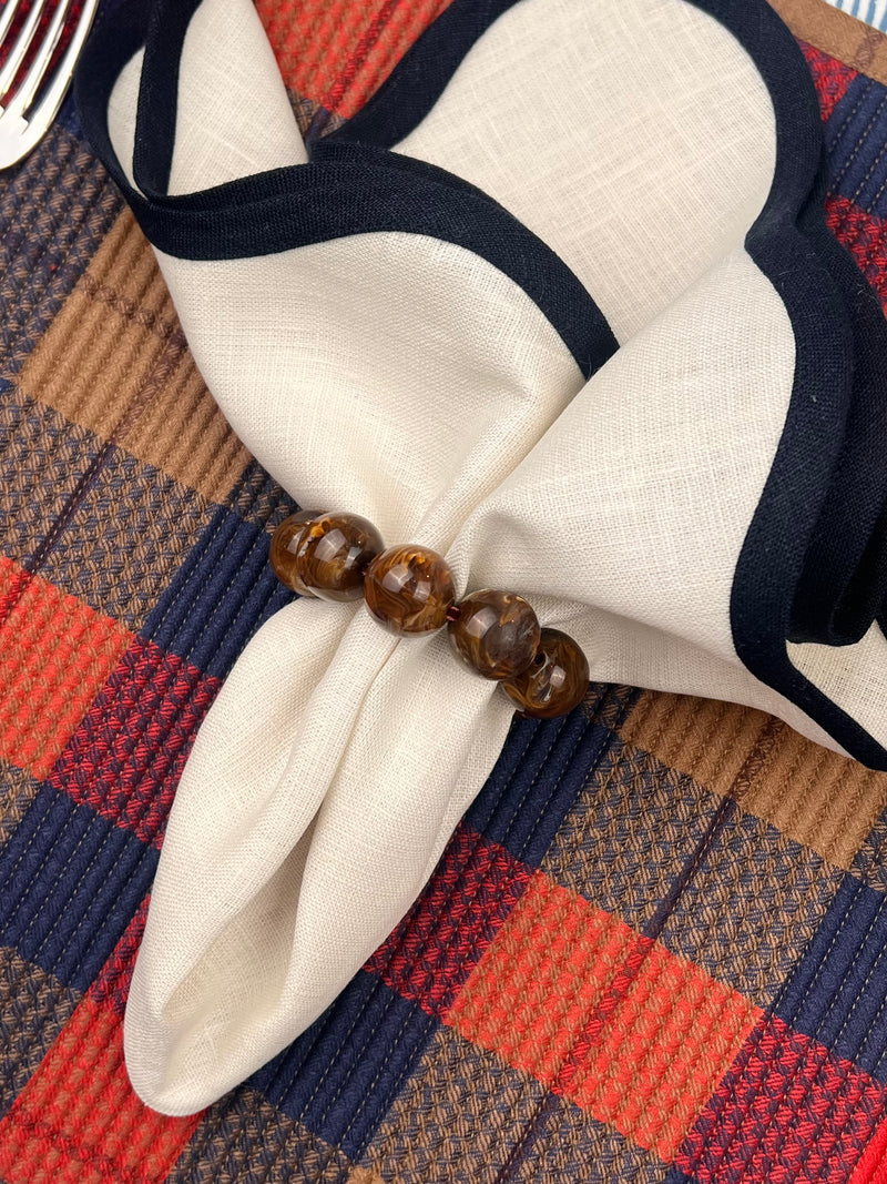 Curated Table Set: Red, Camel Navy