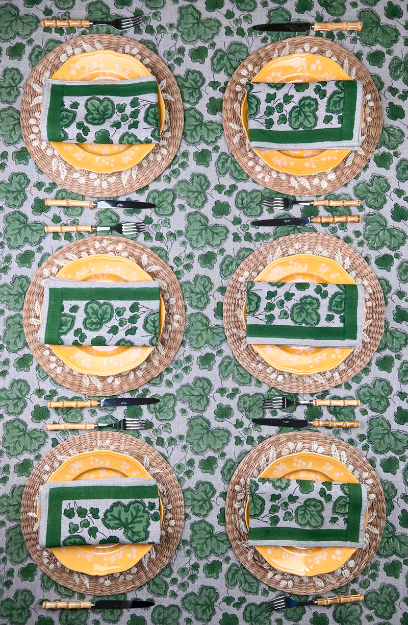 ’The Figue Leaf’ Napkins Set - Swedish Green - 100% Linen