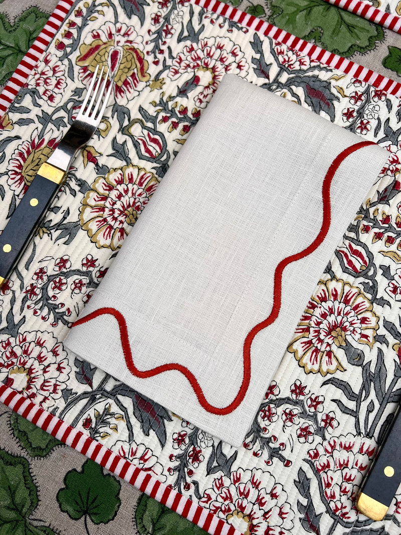 Gift Set: Ivory, Red & Grey & Squiggle Napkins